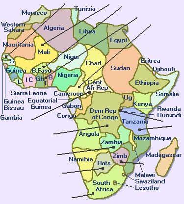 Cartina geografica dell'Africa