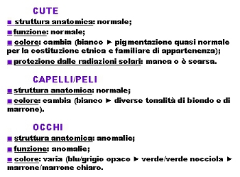 Schema: fenotipo albinotico